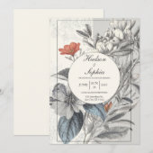 Elégant Faire-part de mariage de croquis botanique (Devant / Derrière)