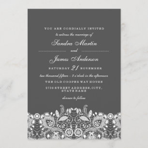 Élégant Faire-part de mariage de dentelle blanche