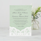 Élégant Faire-part de mariage de dentelle de menth (Debout devant)