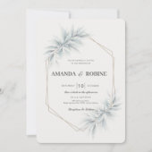 Elégant Faire-part de mariage de feuillage aquarel (Devant)
