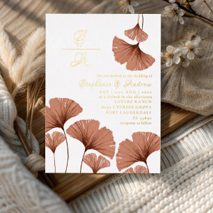 Élégant Faire-part de mariage de feuillage en terr