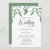 Élégant Faire-part de mariage de feuillage vert (Devant / Derrière)