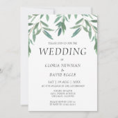 Élégant Faire-part de mariage de feuillage vert (Devant)