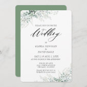 Élégant Faire-part de mariage de feuillage vert (Devant / Derrière)