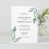 Élégant Faire-part de mariage de feuillage vert (Debout devant)