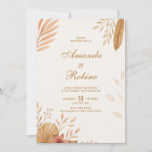 Élégant Faire-part de mariage de feuille Boho (Devant)