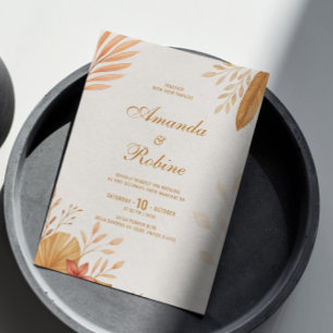Élégant Faire-part de mariage de feuille Boho