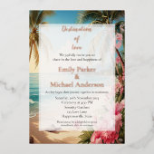 Élégant faire-part de mariage de feuille d'or (Recto)