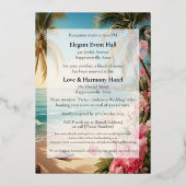 Élégant faire-part de mariage de feuille d'or (Verso)