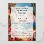 Élégant faire-part de mariage de feuille d'or (Verso)