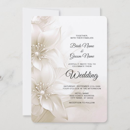 Elégant Faire-part de mariage de fleurs blanches d (Devant)