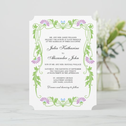 Élégant Faire-part de mariage de fleurs et de perl (Debout devant)