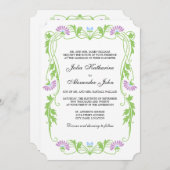 Élégant Faire-part de mariage de fleurs et de perl (Devant / Derrière)