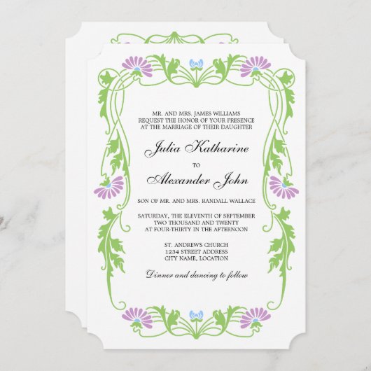 Élégant Faire-part de mariage de fleurs et de perl (Devant / Derrière)