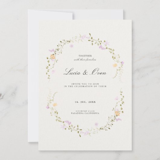 Élégant Faire-part de mariage de fleurs minimalist (Devant)