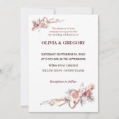 Élégant Faire-part de mariage de fleurs roses (Devant)