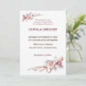 Élégant Faire-part de mariage de fleurs roses (Debout devant)