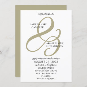 Élégant Faire-part de mariage de fond vert Sage