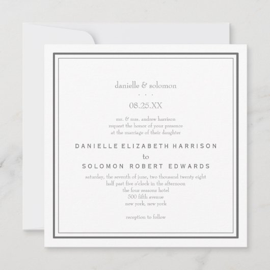 Élégant Faire-part de mariage de frontière classiq (Devant)