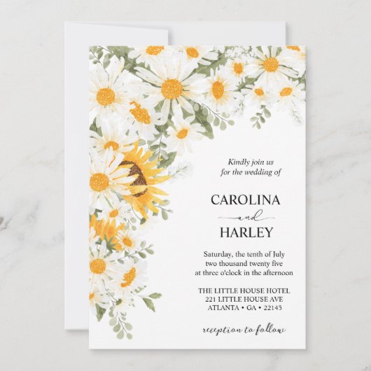 Élégant Faire-part de mariage de la marguerite de  (Devant)