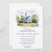 Élégant Faire-part de mariage de l'église aquarell (Devant / Derrière)