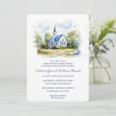 Élégant Faire-part de mariage de l'église aquarell (Debout devant)