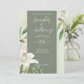 Élégant Faire-part de mariage de Lys blancs (Debout devant)