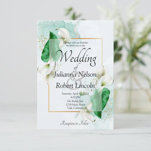 Élégant faire-part de mariage de lys calla (Debout devant)