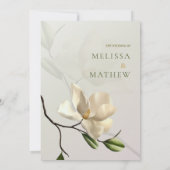 Elégant Faire-part de mariage de Magnolia Blanc Or (Dos)