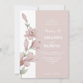 Élégant Faire-part de mariage de Magnolia rose (Devant)