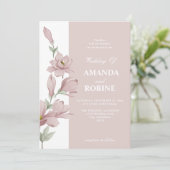 Élégant Faire-part de mariage de Magnolia rose (Debout devant)