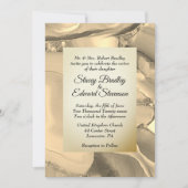Élégant Faire-part de mariage de marbre doré (Devant)