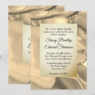 Élégant Faire-part de mariage de marbre doré