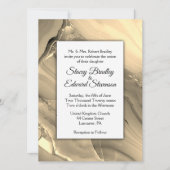 Élégant Faire-part de mariage de marbre doré (Devant)