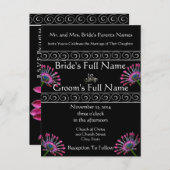 Élégant Faire-part de mariage de marguerite violet (Devant / Derrière)