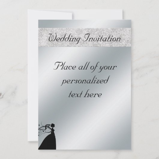 Élégant Faire-part de mariage de mariée en argent (Dos)