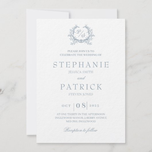 Élégant faire-part de mariage de monogramme de scr (Devant)