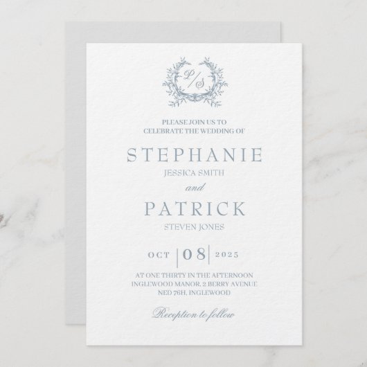 Élégant faire-part de mariage de monogramme de scr (Devant / Derrière)