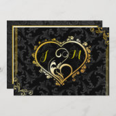 Élégant Faire-part de mariage de monogramme Gold H (Devant / Derrière)