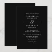 Élégant Faire-part de mariage de Monogramme noir b (Devant / Derrière)