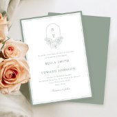 Élégant Faire-part de mariage de monogramme vert S