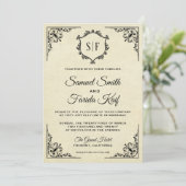 Élégant Faire-part de mariage de monogramme Vintag (Debout devant)