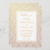 Élégant faire-part de mariage de musulmans d'or (Devant / Derrière)