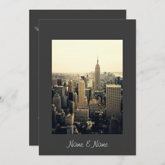 Élégant Faire-part de mariage de New York (Devant / Derrière)