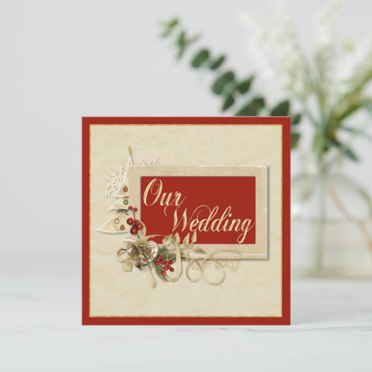 Élégant Faire-part de mariage de Noël (Debout devant)