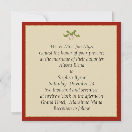 Élégant Faire-part de mariage de Noël (Dos)