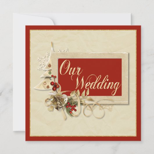 Élégant Faire-part de mariage de Noël (Devant)