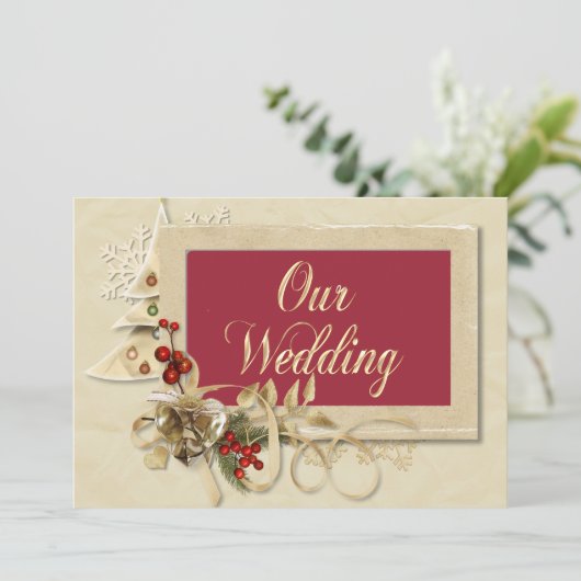 Élégant Faire-part de mariage De Noël Avec Arbre (Debout devant)