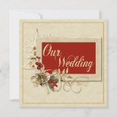 Élégant Faire-part de mariage de Noël Or (Devant)