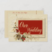 Élégant Faire-part de mariage de Noël Or (Devant / Derrière)